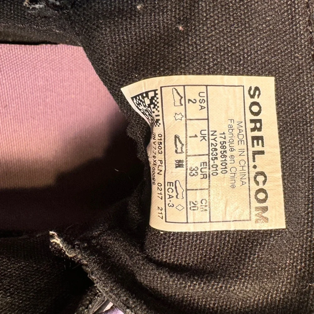 Sorel Out N About kids Duck Snow Boots Winter Rain Shoes Purple Black - Picture 10 of 10
